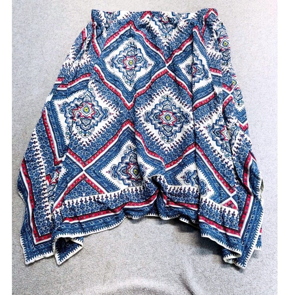 Cato Girls Skirt Kids L‎ 14/16 Blue Medallion Print Handkerchief Hem Boho Flowy